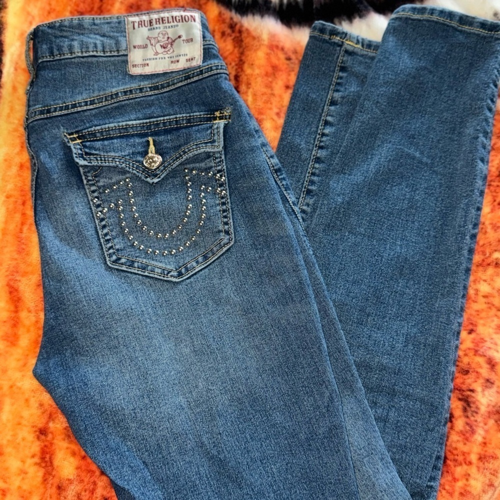 True Religion Denim Skinny Jeans with Studded Pocket